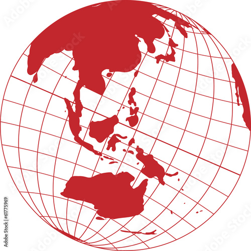 Australia and Eurasia on the globe