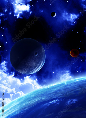 Fototapeta Naklejka Na Ścianę i Meble -  Beautiful space scene with planets