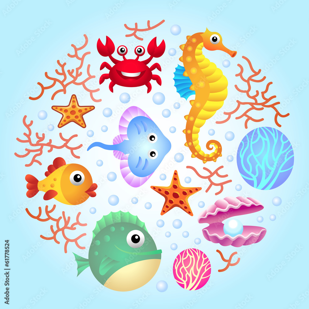Sea creatures background 2