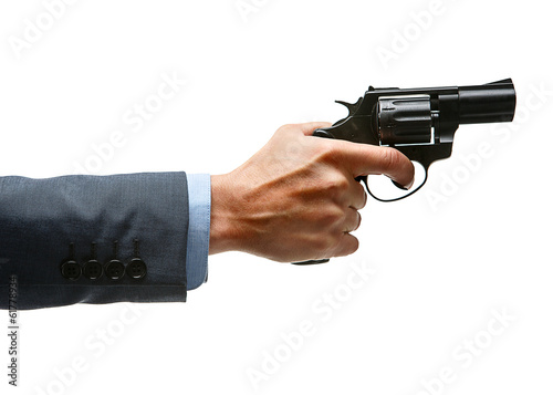 Photography Male hand aiming revolver gun