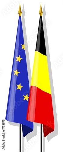 Drapeaux : Europe et Belgique ensemble