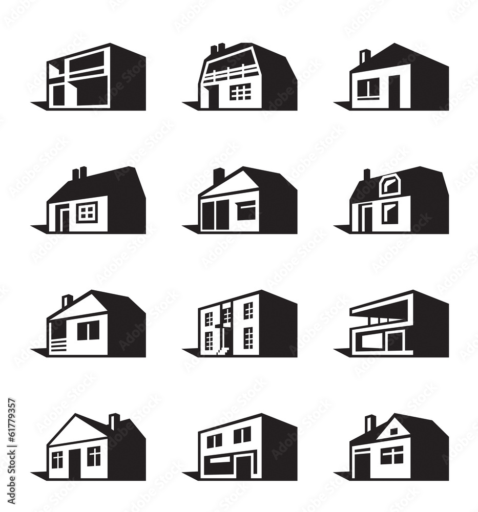 Various types of houses - vector illustration
