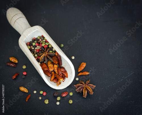 Vintage style colored aromatic spices
