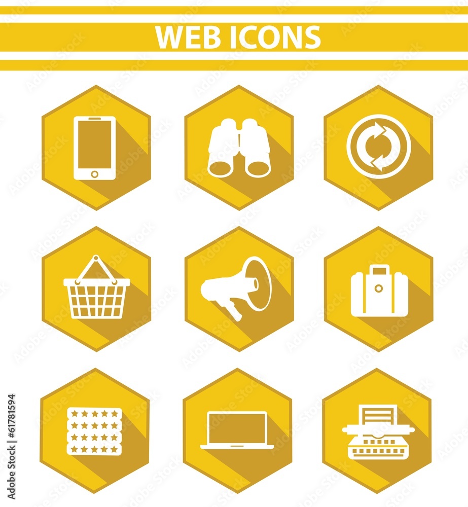 Web icons,Yellow version,on white background Web icons,Yellow version,on white background