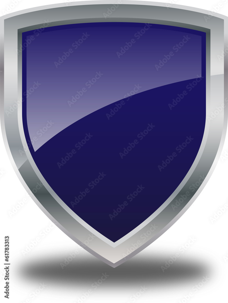 Glossy Shiny Shield Icon Silver and Blue Vector Drawing Glossy Shiny Shield Icon Silver and Blue Vector Drawing