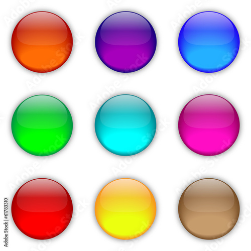 Shiny Glossy Glass Buttons Collection for Website Webpage Vector