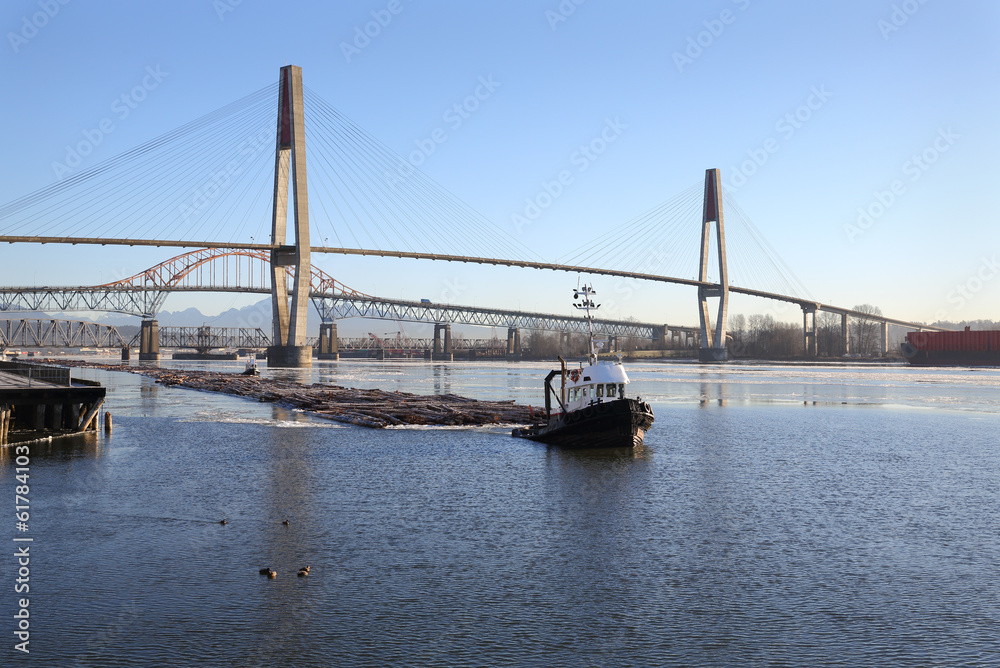 Fototapeta premium Fraser River Winter Log Boom
