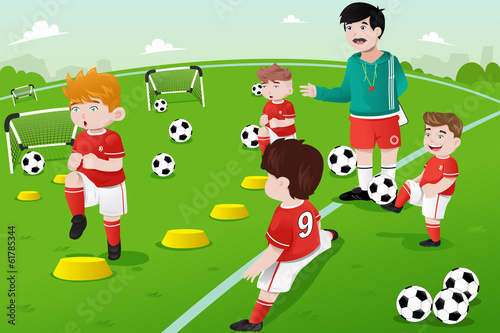 Kids in soccer practice