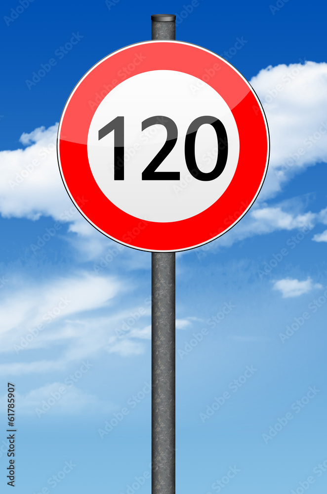 Verkehrszeichen, 120, mit Hintergrund Verkehrszeichen, 120, mit Hintergrund