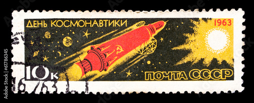 USSR stamp, cosmonautics day in 1963