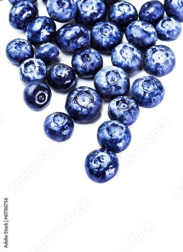 Fresh Blueberries isolated on white background close up. Blueber
