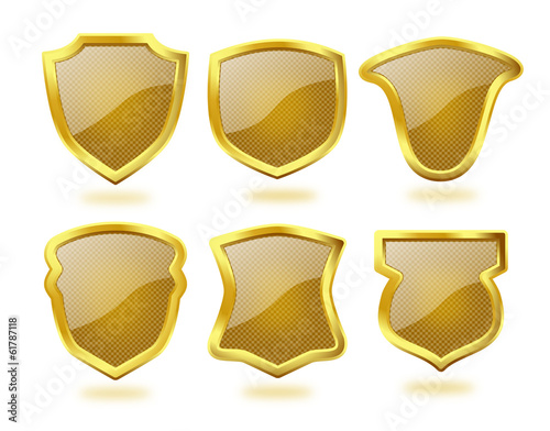Shiny Golden Shields with Brown Check Pattern