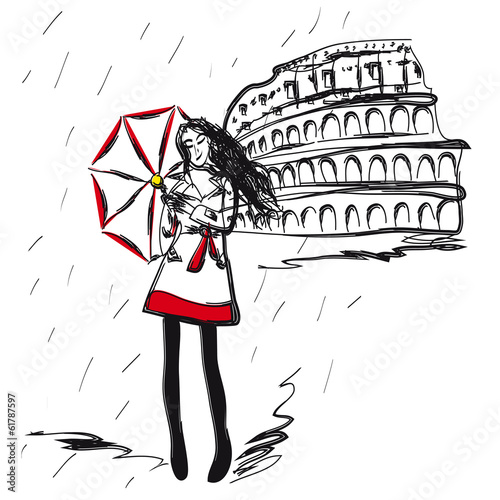 Girl and Colosseum