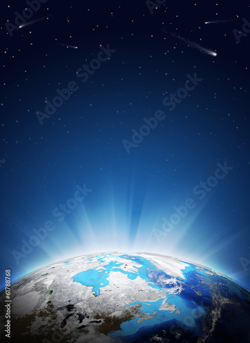 Fototapeta Naklejka Na Ścianę i Meble -  Earth planet in sun rays