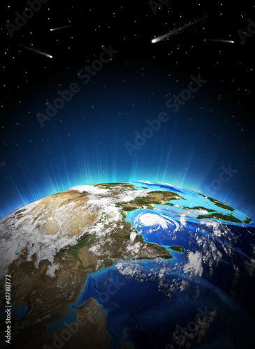 Fototapeta Naklejka Na Ścianę i Meble -  Earth planet in sun rays