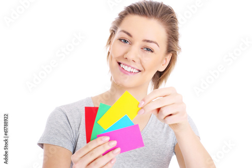 Woman choosing colours