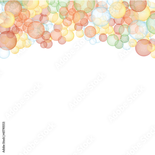 Multi-colored bubbles or bokeh framing top of page