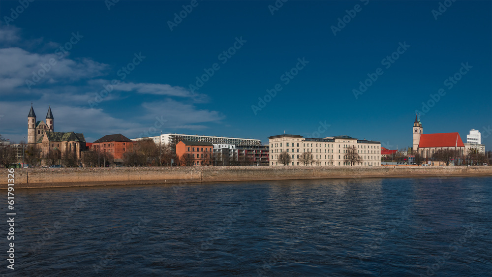 Panorama of an old town, Altstadt, of Magdeburg, Germany