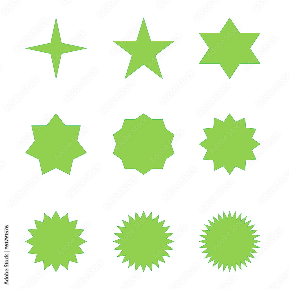 Set of green stars Set of green stars