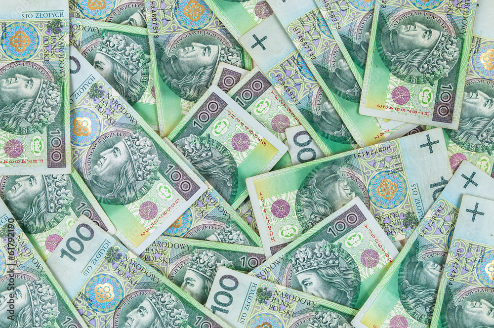 Obraz premium Banknotes of 100 PLN (polish zloty)