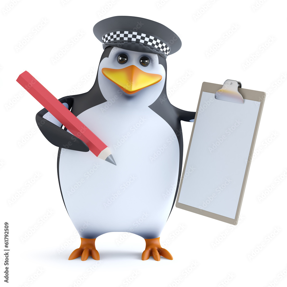 Obraz premium 3d Officer penguin has a clipboard