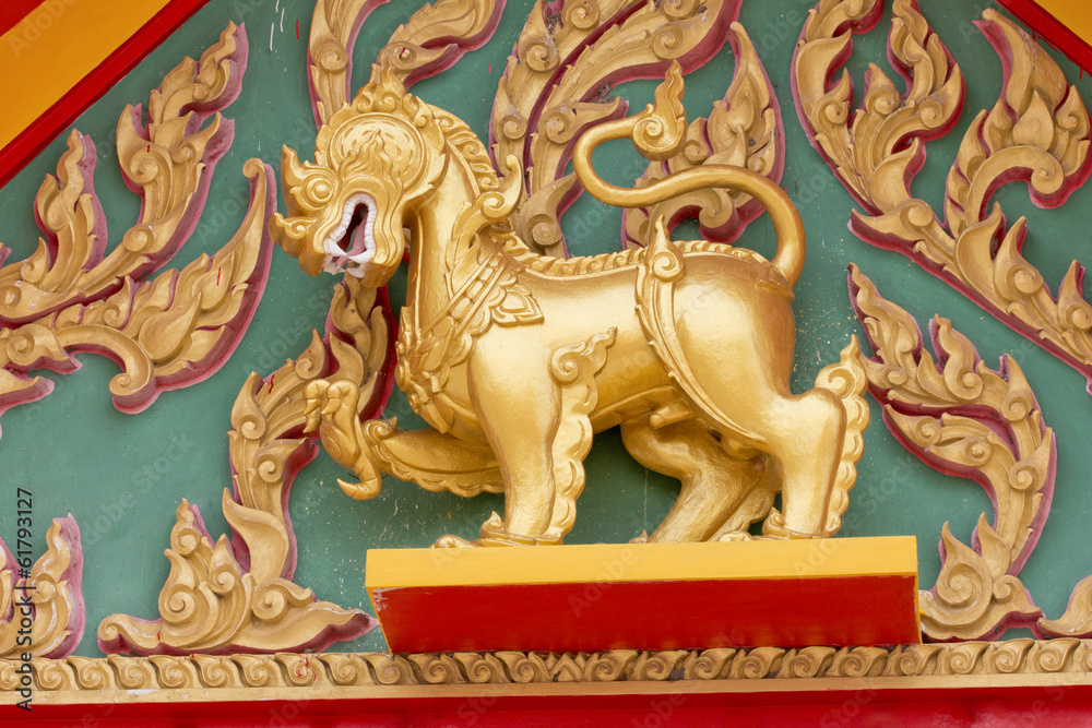 Gold Singha in the temple
