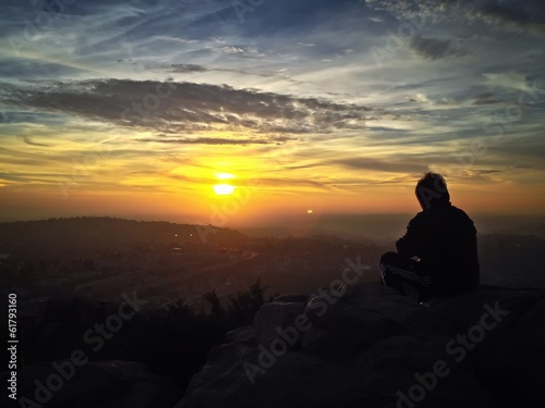 Watching a Sunset, Cowles Mountain, San Diego, California, USA