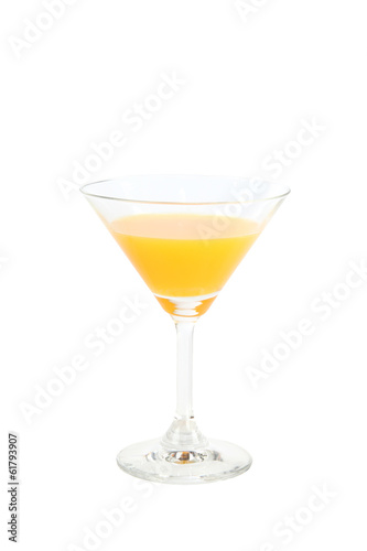Glass with oranges juice isolated.