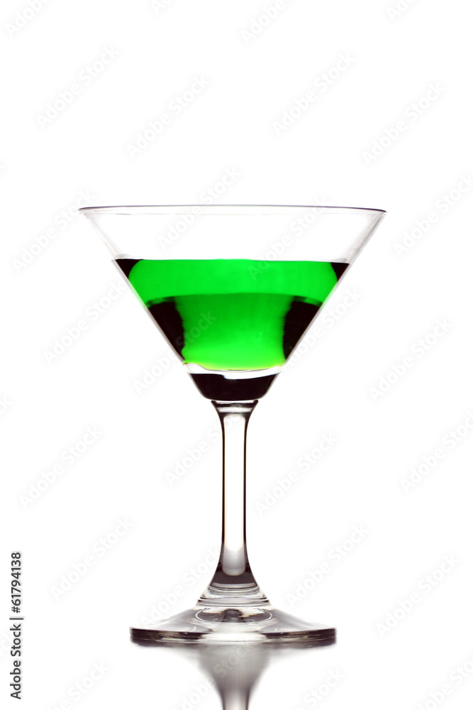 Green water in Glass isolated.