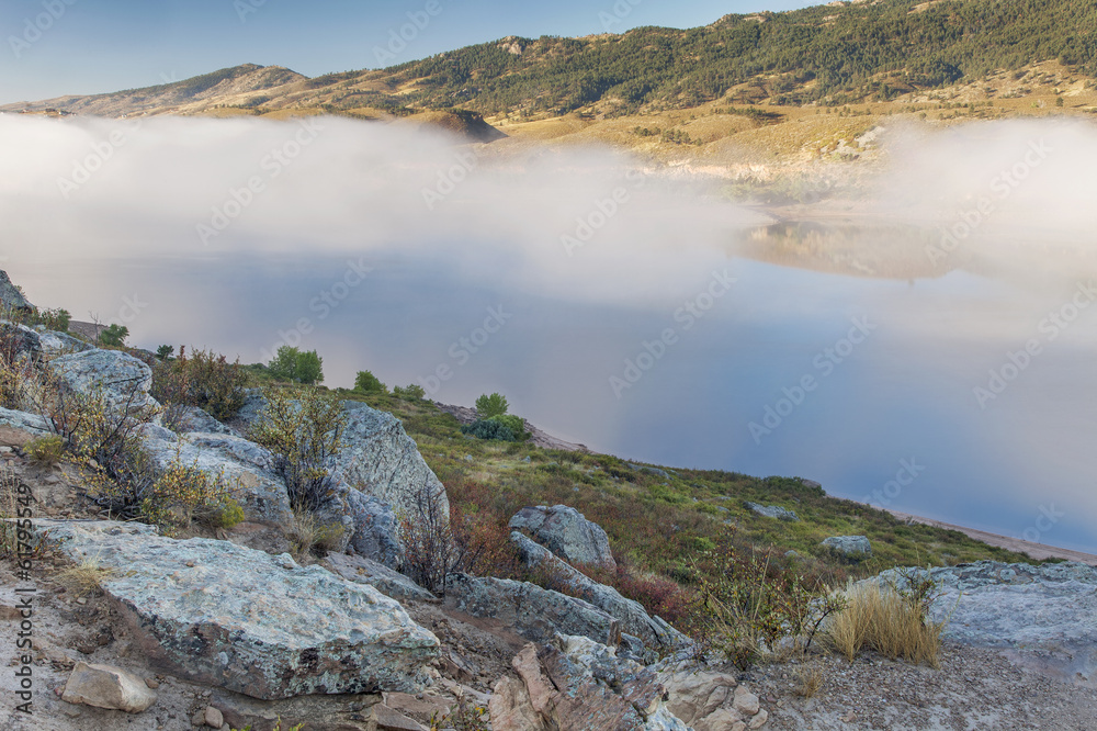 Fototapeta premium mountain lake in a fog