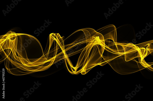 abstract yellow twisted waves smoke