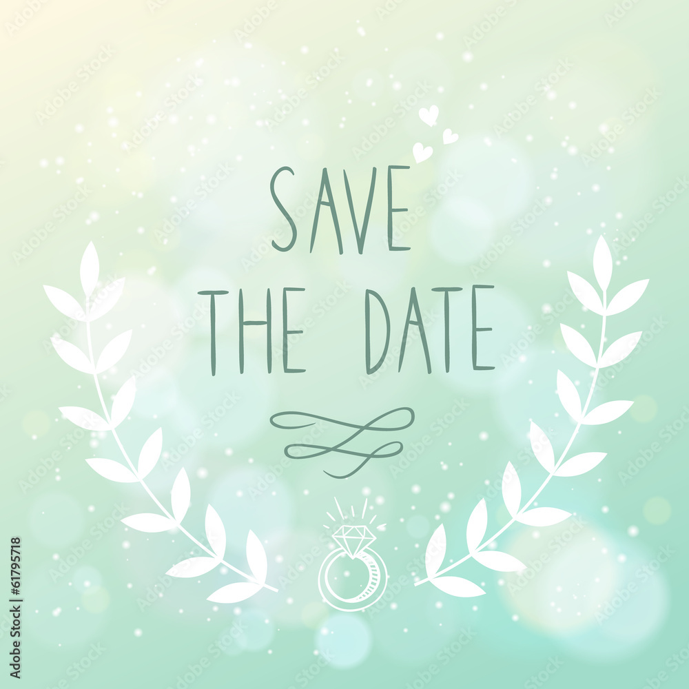 Save the date elegant wedding card with floral elements