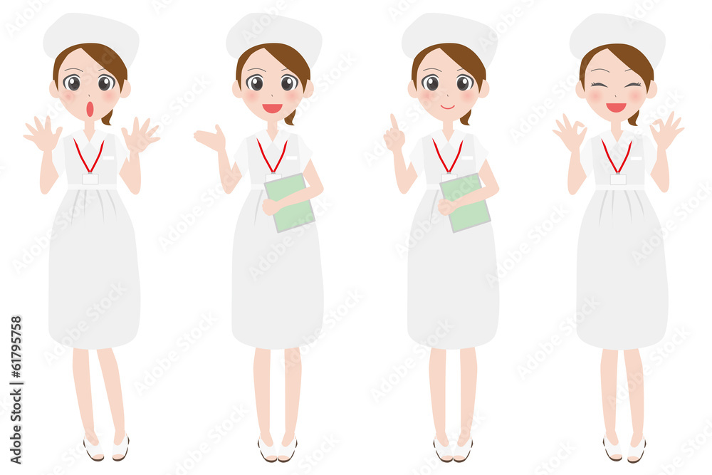 女性の表情 全身 看護師