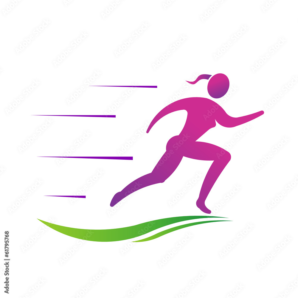 Woman running fast. Sport fitness Vector