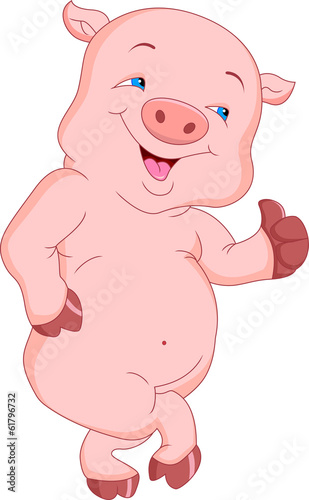 cute pig cartoon thumb up