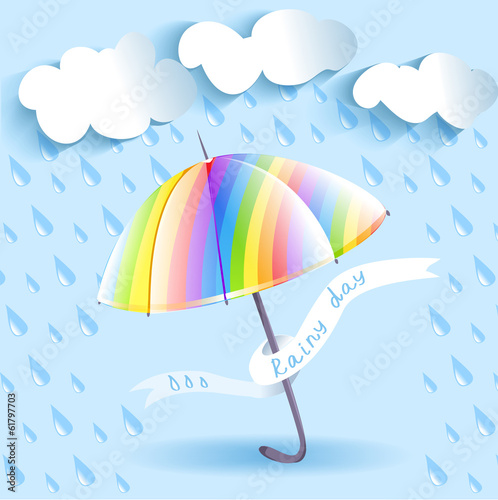 rainbow umbrella and rain