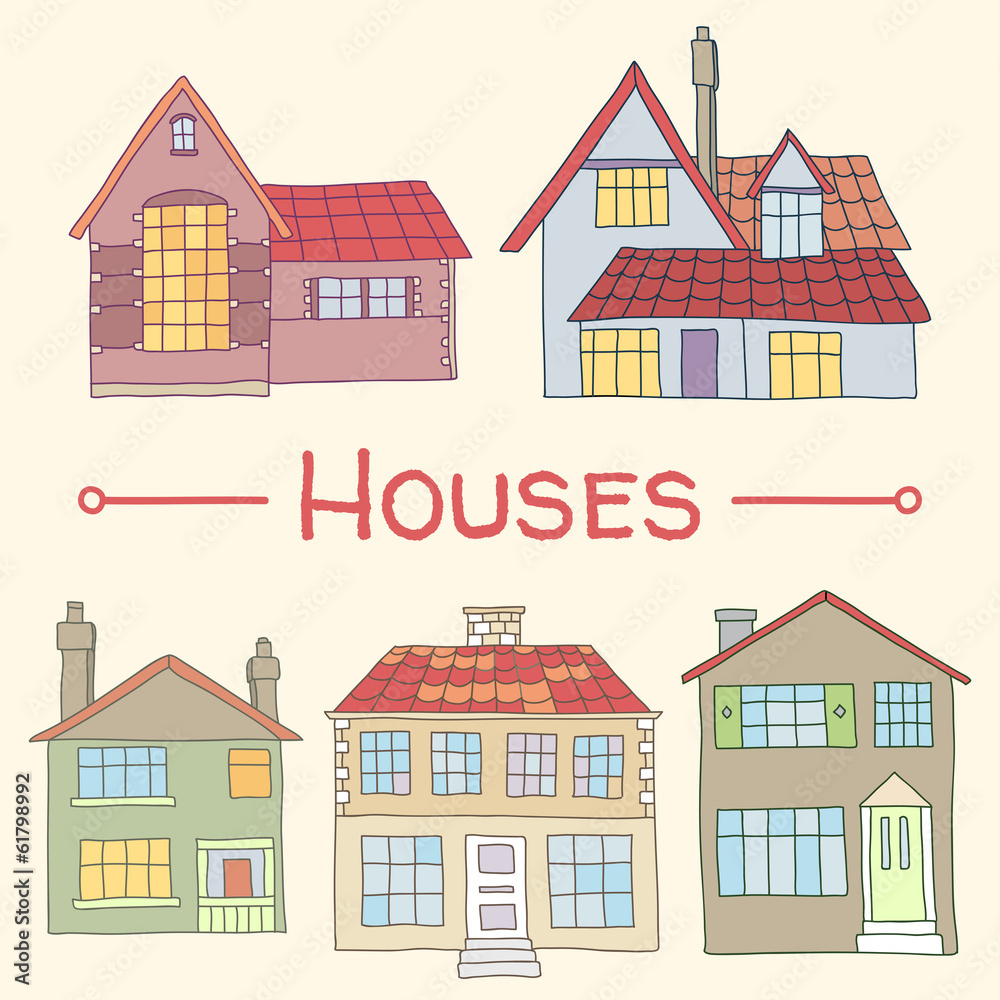 Hand drawn houses homes