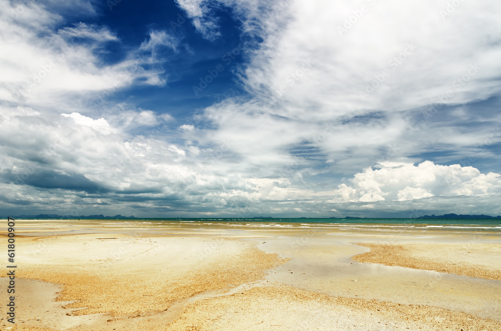 Beautiful sky and beach at low tide Beautiful sky and beach at low tide
