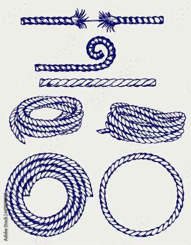 Nautical rope knots. Doodle style