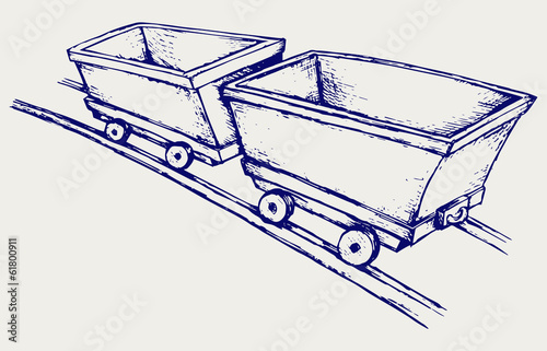 Mining cart. Doodle style