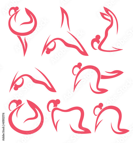 yoga practice and other woman exercise