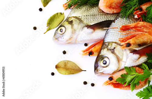Raw fresh fish with vegetables