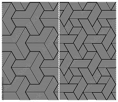 Set of Two B&W Seamless Patterns. Abstract Elements
