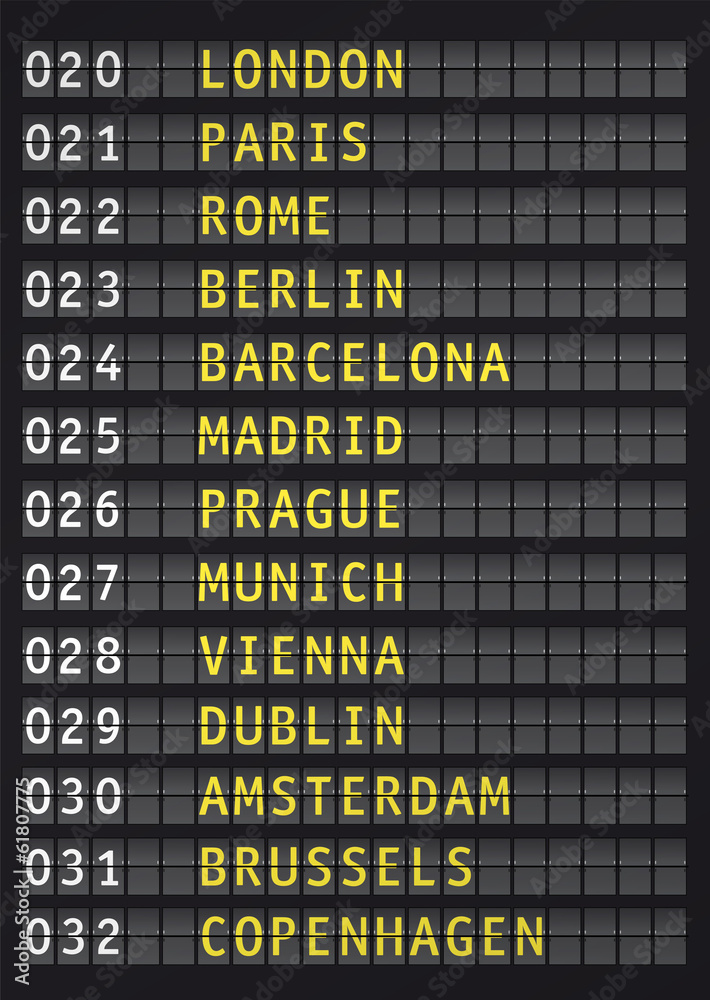 Obraz premium airport flight information, travel europe concept