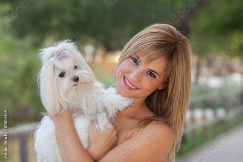 Принти на полотні love of dogs woman with pet