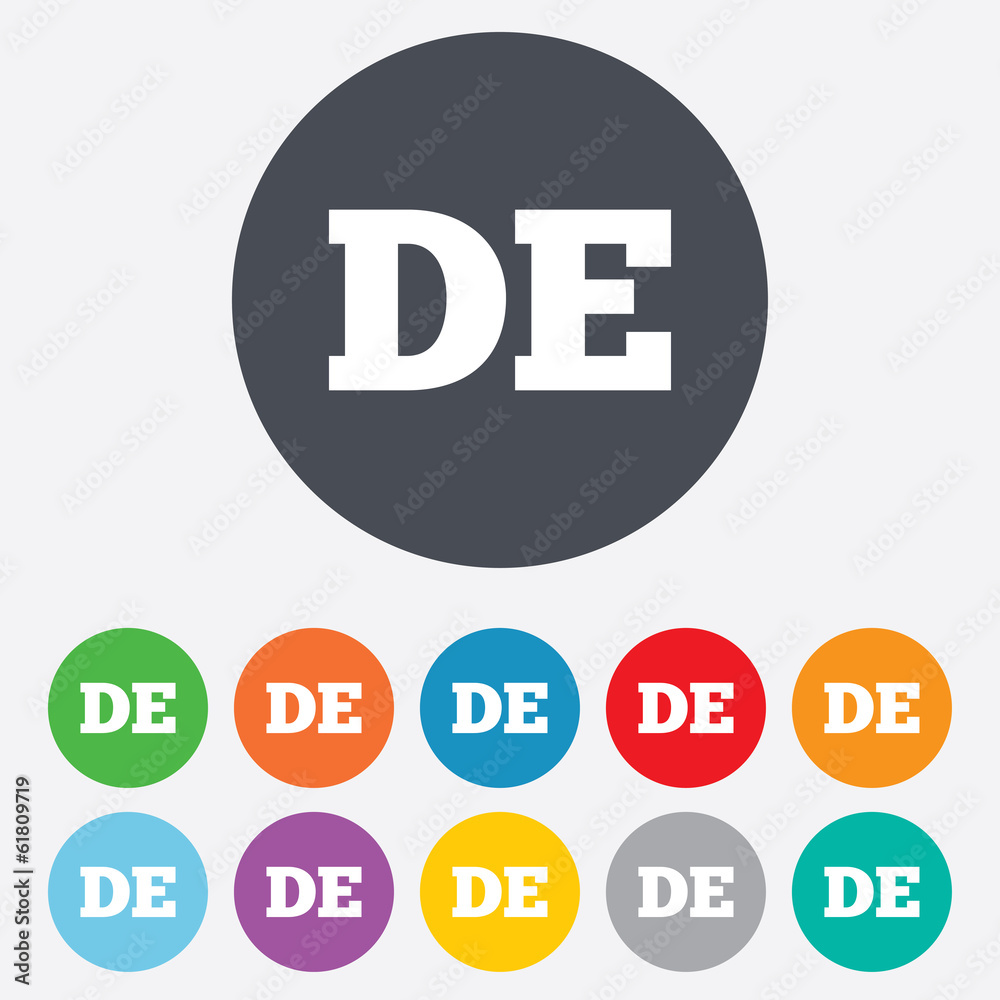 German language sign icon. DE Deutschland. German language sign icon. DE Deutschland.