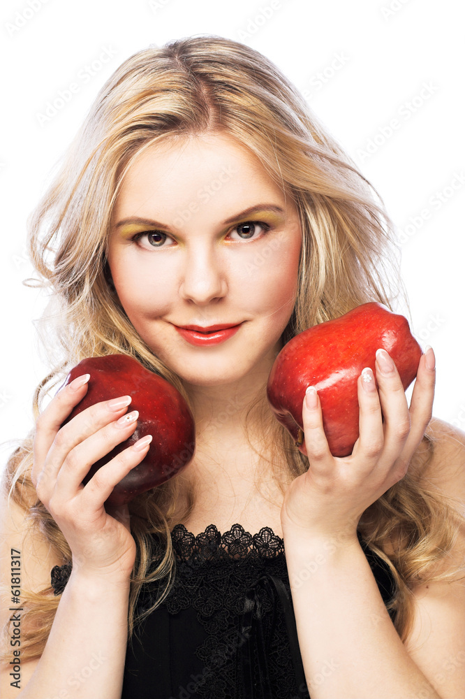 Girl wiht red apple Girl wiht red apple