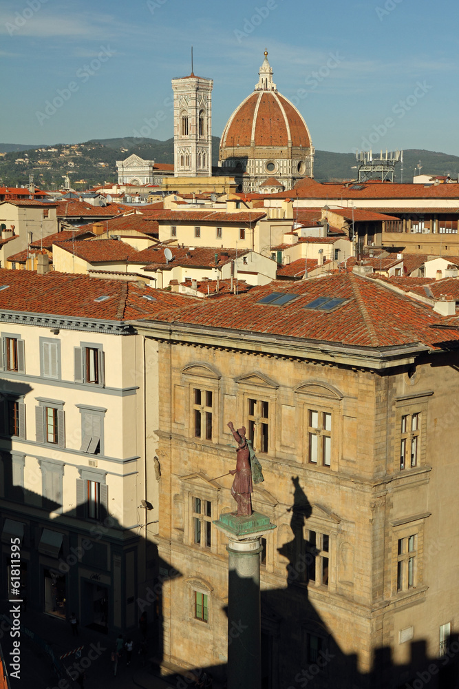 landscape of Florence with column of justice