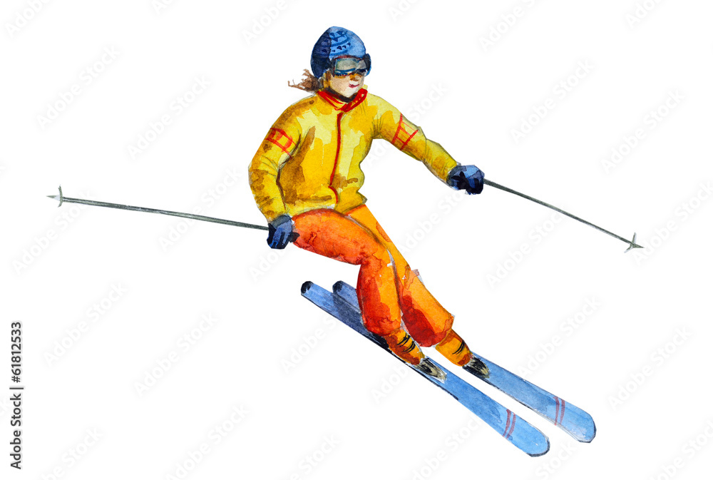 Obraz premium Skier. watercolor