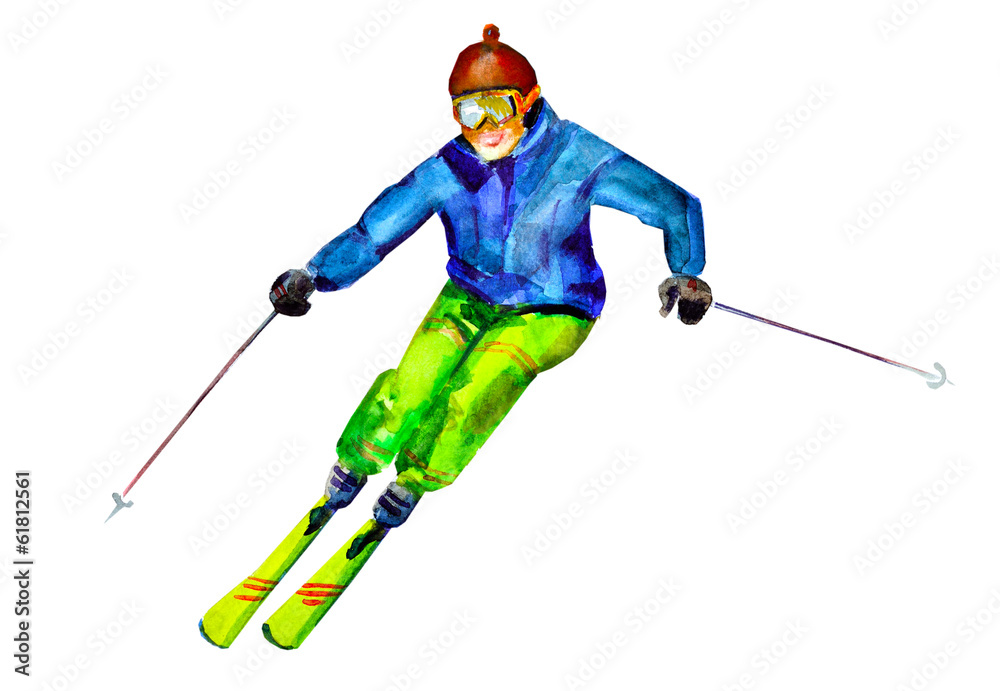 Obraz premium Skier. watercolor